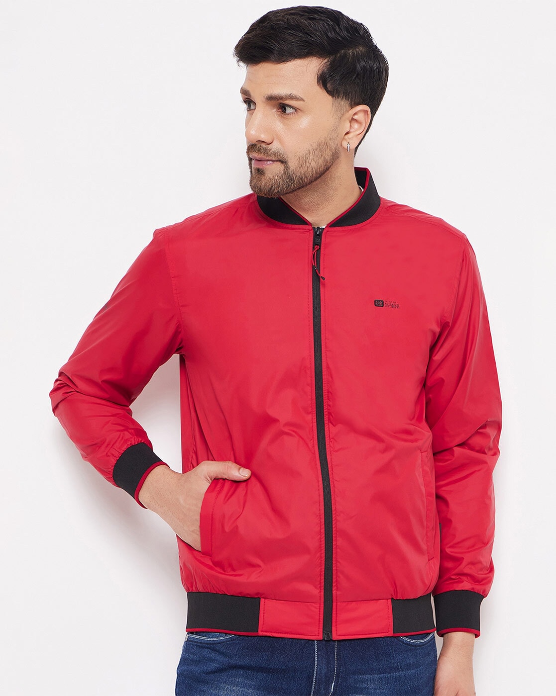 Buy Allen Solly Men Red Solid Bomber jacket Online at Low Prices in India -  Paytmmall.com