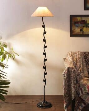 Leaf Pattern Lighting Lamp Stand with Shade-image-45