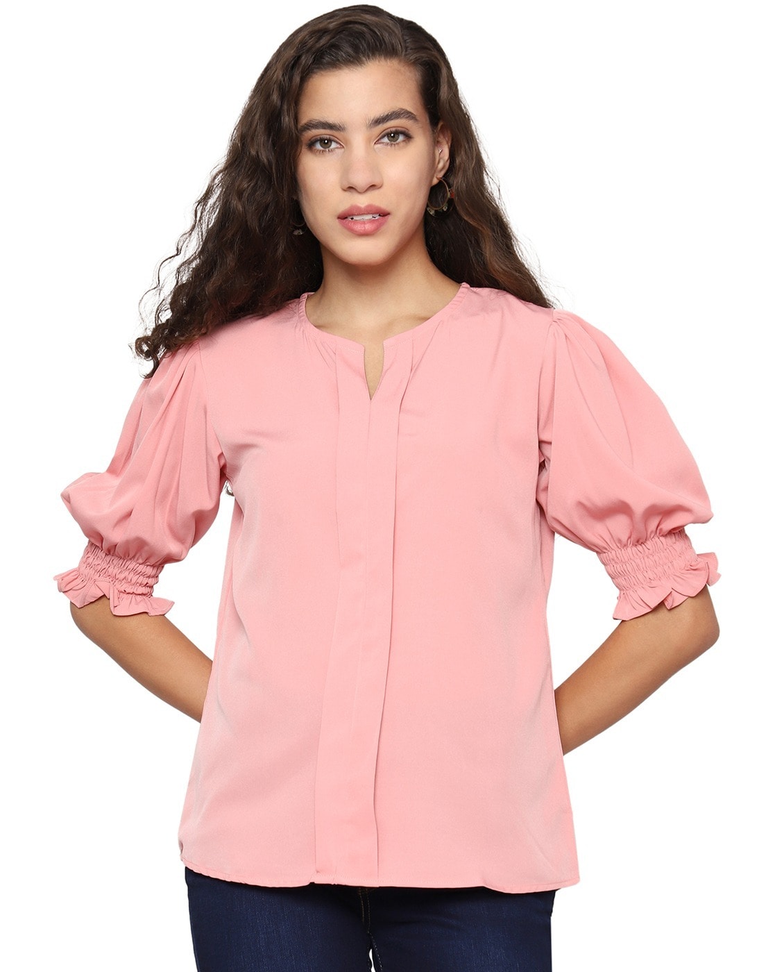Pink Polyester Womens Party Tops, Puff Sleeve at Rs 260/piece in Jaipur
