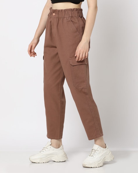 Buy online Brown Solid Cargos Trouser from bottom wear for Women by Ivoc  for ₹1319 at 47% off | 2024 Limeroad.com