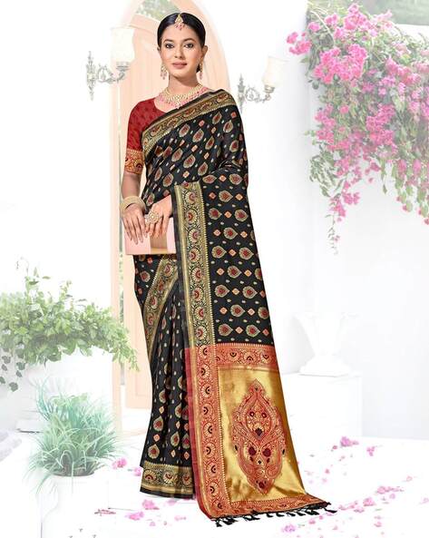 Buy Black Sarees for Women by Nyrika Online | Ajio.com