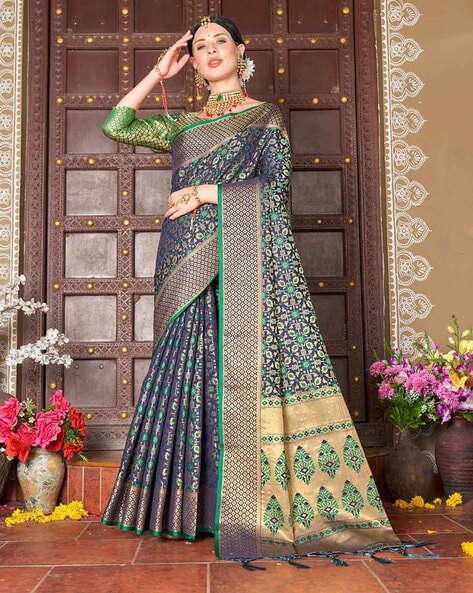 Buy Teal Blue Sarees for Women by LIMDO Online | Ajio.com