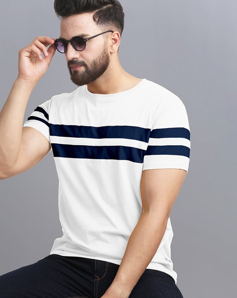 black and white striped t shirt flipkart