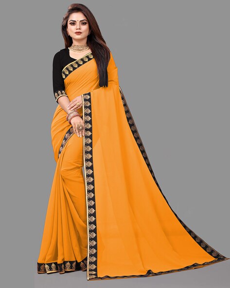 Buy online Solid Plain Saree With Blouse from ethnic wear for Women by  Oomph! for ₹499 at 70% off | 2024 Limeroad.com