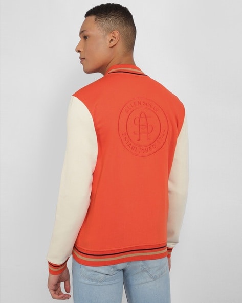 Koverify Cotton Blend Standard Length Lightweight Stylish Orange Varsity  Jacket For men