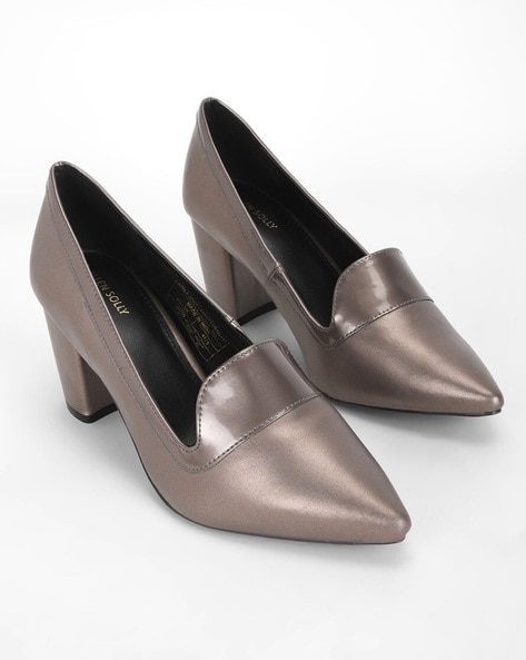 Thick heel pointed online toe pumps