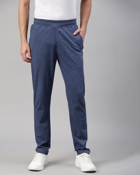 Men Straight Track Pants with Brand Print