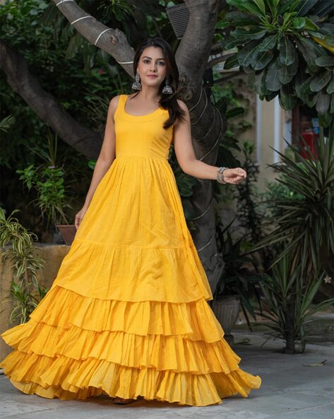 Yellow - Dresses - Indo-Western Dresses: Buy Indo-Western Outfits for Women  Online | Utsav Fashion