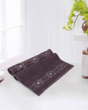 Set of 2 500 GSM Embroidered Cotton Hand Towels 24" x 16"