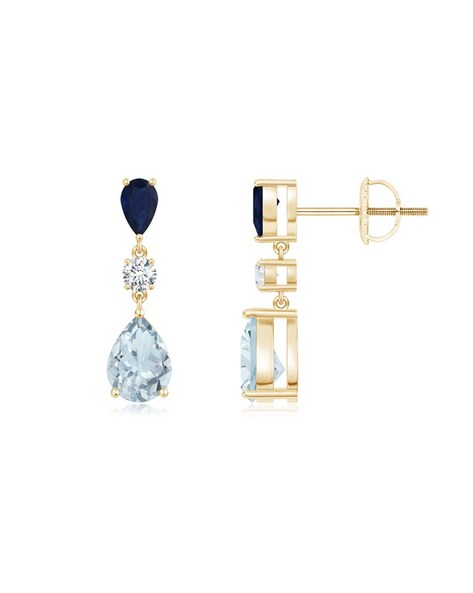 Sapphire & Diamond Ballerina Halo Earrings in 14k Yellow Gold - Filigree  Jewelers