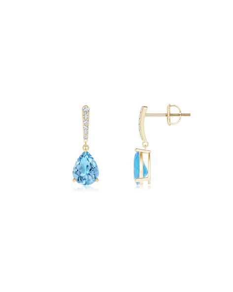 Topaz and Diamond Pendant Earrings in Yellow Gold | KLENOTA