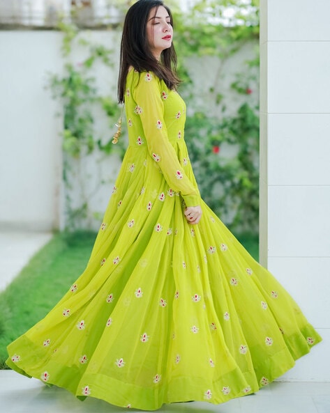 Art Silk - Anarkali Dress Salwar Kameez - Indian Dress - C854A | Fabricoz  USA