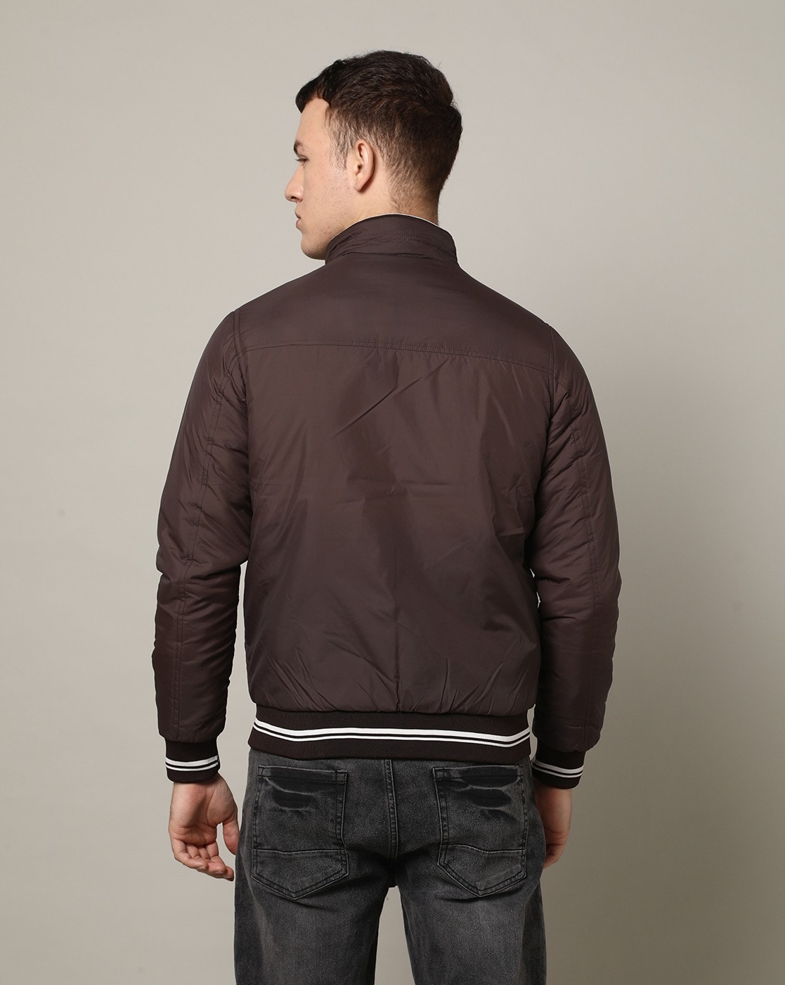 Spykar Brown Polyester Regular Fit Bomber Jackets For Men