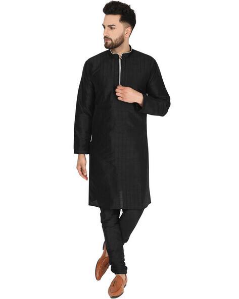 SKAVIJ Mandarin Collar Pintuck Kurta Pyjama Set