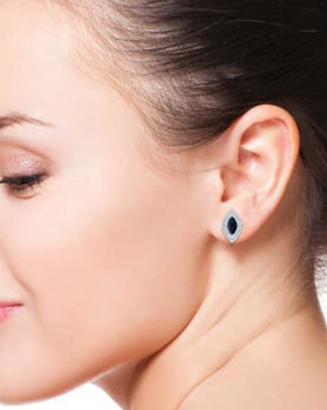 14K White Gold Sapphire Diamond Pear Shape Drop Earrings for Women by  Luxurman 000696