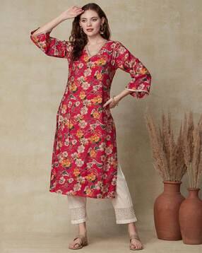 fashor Floral Print Straight Kurta-picture-23