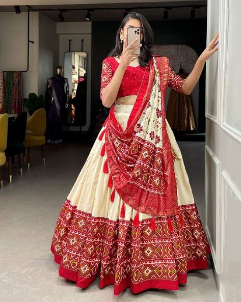 Buy Blue Lehenga Set with a Red Dupatta by DEBYANI at Ogaan Online Shopping  Site
