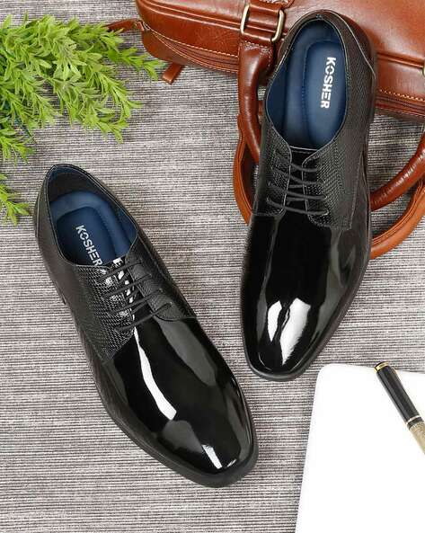 Kosher Men Pointed-Toe Lace-Up Shoes