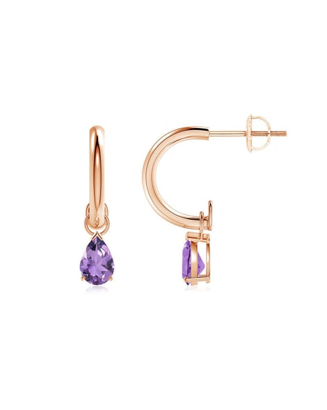 Amethyst drop fashion earrings gold