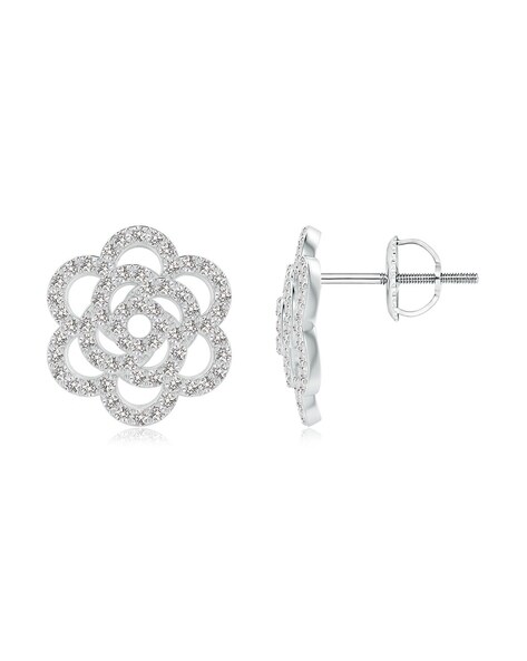 Fine Cut Diamond Stud Earrings White Gold - Zohari