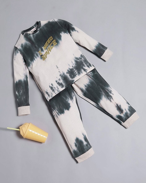 Girl Tie Dye Print T Shirt Pyjamas Set