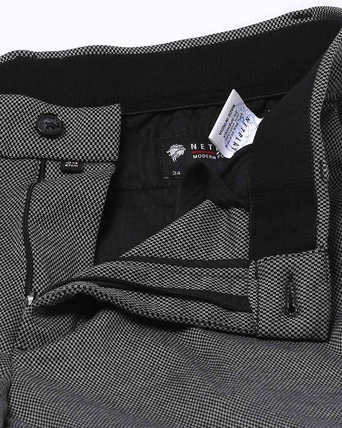 Buy Charcoal Grey Trousers & Pants for Men by NETPLAY Online