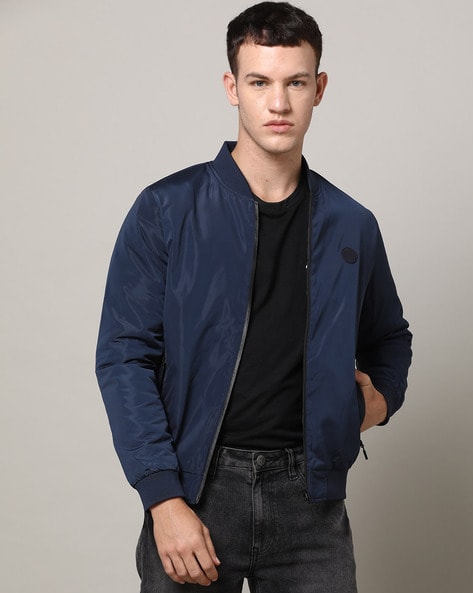 Howell Wool Stretch Blue Bomber Jacket (USD)