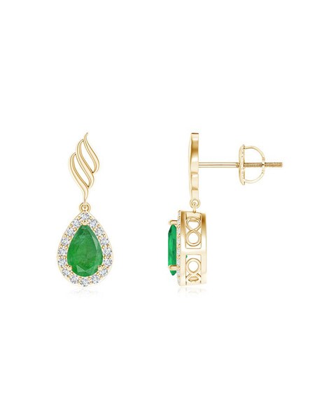 Floral Emerald Dangler Drop Earrings