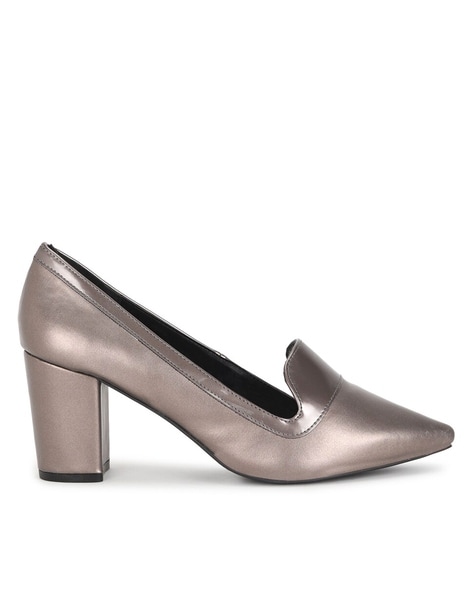 Gray block best sale heel pumps