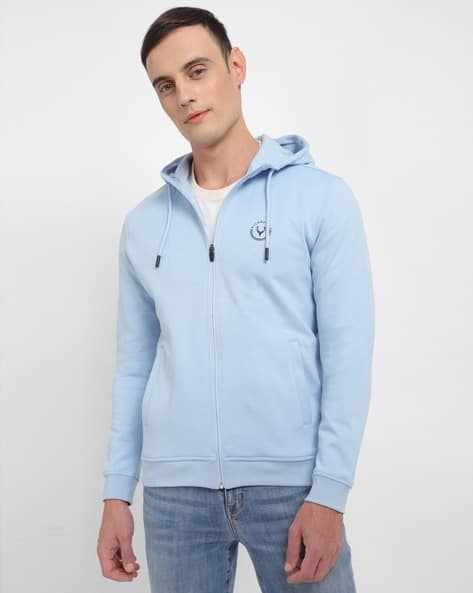 Men Regular Fit Zip-Front Hooded Sweatshirt