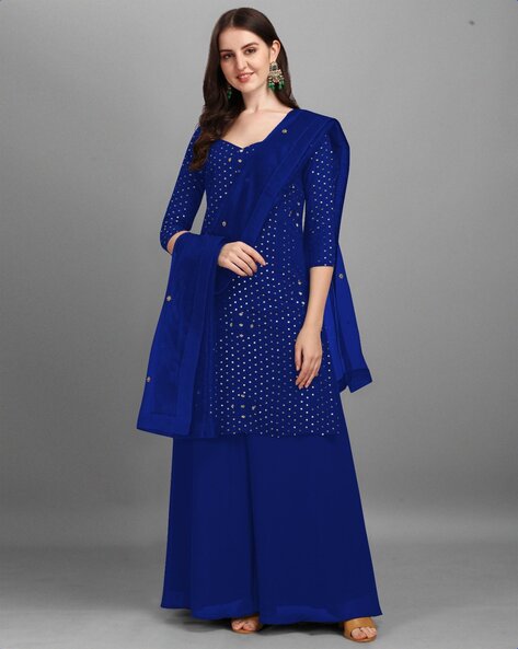 Women Embroiderd Semi-Stitched Dress Material Price in India
