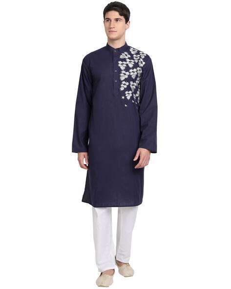 SKAVIJ Floral Embroidered Kurta Pyjama Set