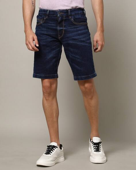 Spykar Short Denim Shorts Mens Men Lightly Washed Slim Fit