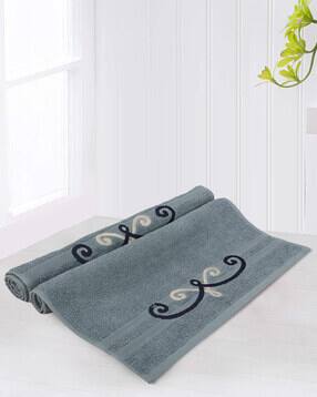 Set of 2 500 GSM Embroidered Cotton Hand Towels 24" x 16"