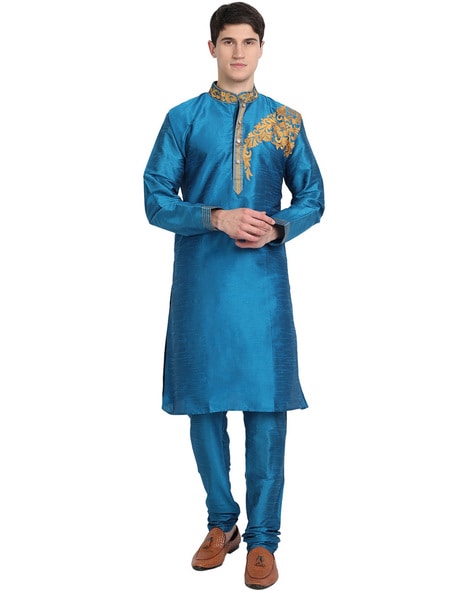 Buy Blue 2 Piece Ethnic Suit for Men by SKAVIJ Online Ajio