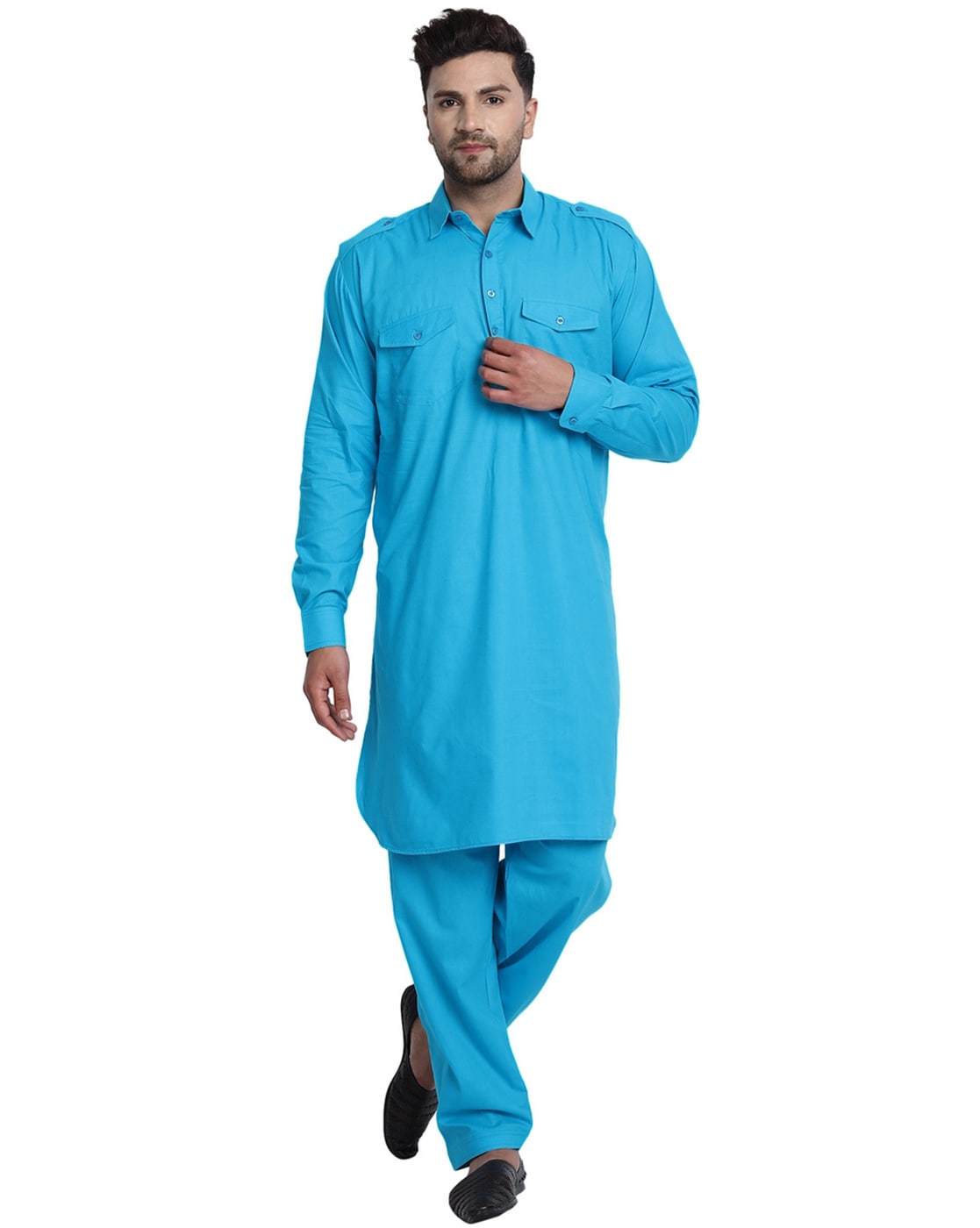 Buy Sky blue 2 Piece Ethnic Suit for Men by SKAVIJ Online Ajio