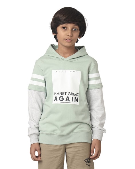 Buy Green Sweatshirts Hoodie for Boys by UNDER FOURTEEN ONLY