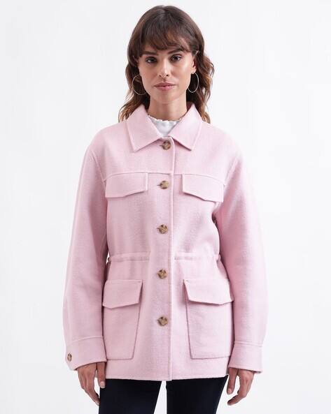 Women Regular Fit Jacket with Flap Pockets