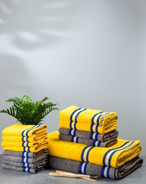 Yellow discount grey towels