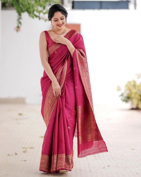 Buy Pink Sarees for Women by Anjaneya Sarees Online | Ajio.com