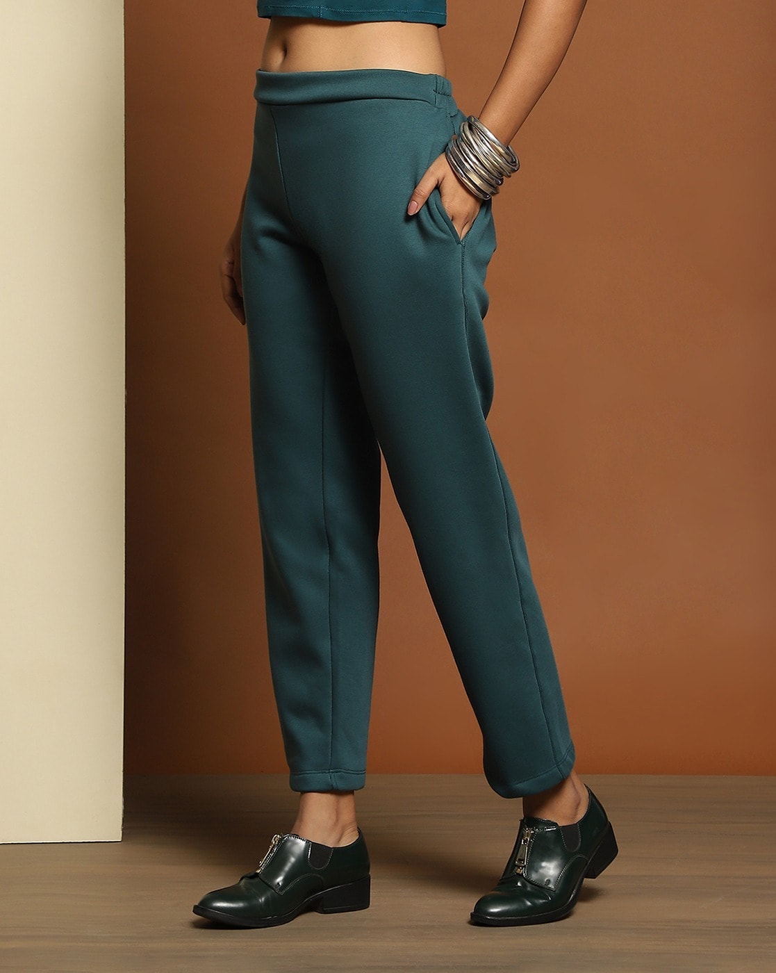 H&M+ Wide twill trousers - Turquoise - Ladies | H&M MY