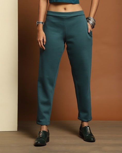 Women Turquoise Blue Trousers - Buy Women Turquoise Blue Trousers online in  India