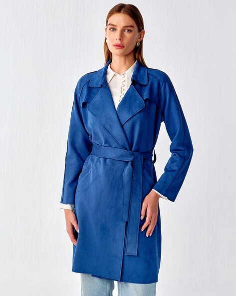 Pale blue cheap long coat