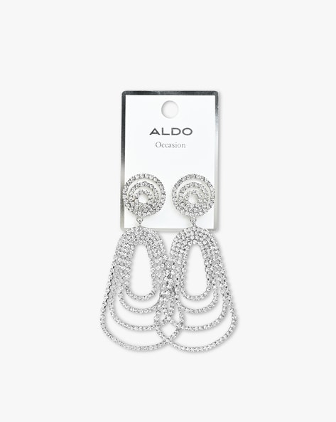 Aldo Women Silver-Plated Zirconia-Studded Drop Earrings