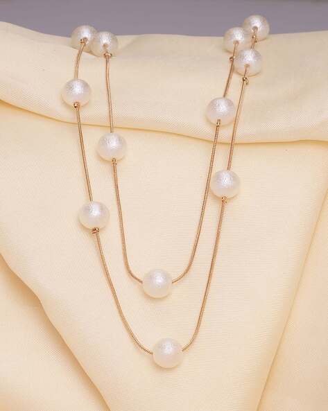 Double layered sale pearl necklace