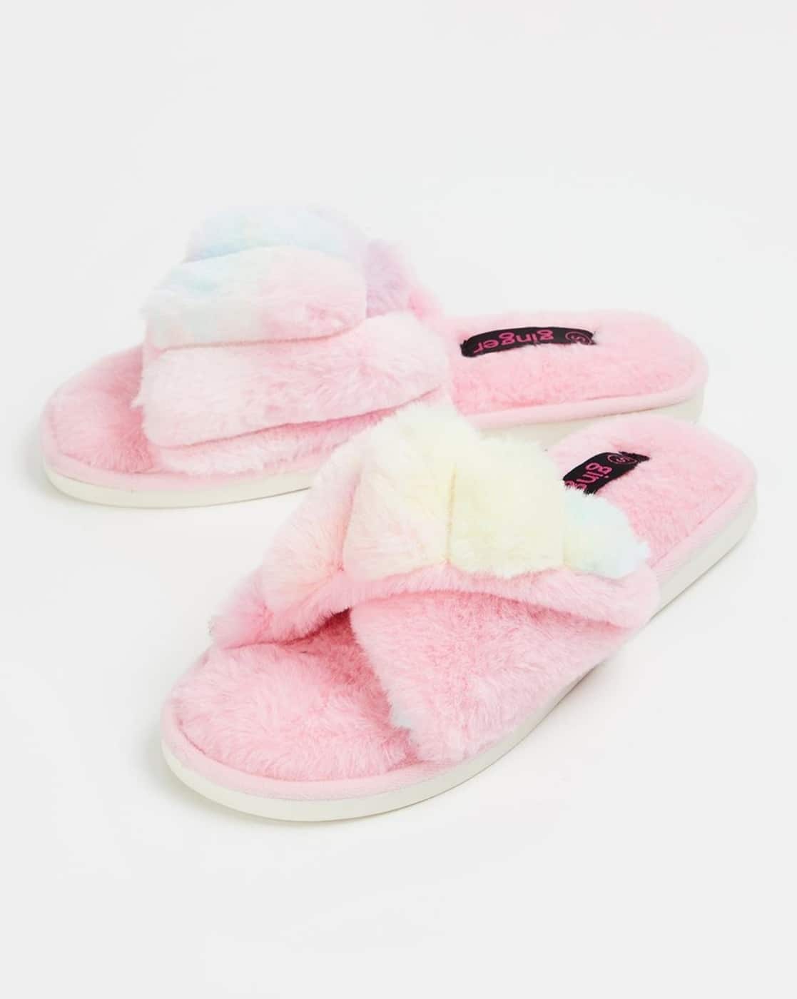 Fur Slides Fur Slippers Fuzzy Thong Sandals Faux-Fur Thong-Strap Flip-Flops