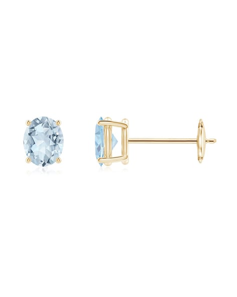 Amazon.com: 10k White Gold Aquamarine Stud Earrings: Clothing, Shoes &  Jewelry