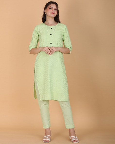 Floral Printed Zari Embroidered Kurta With Pants