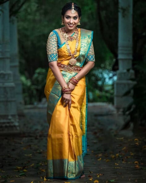 Jewellery For Yellow Silk Saree 2024 | burnham-ward.com