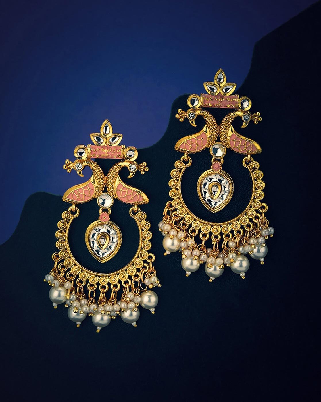 Reserved For Keerthi Rachala Designer Chandbali Earrings With Gold Fin –  Taraali LLC